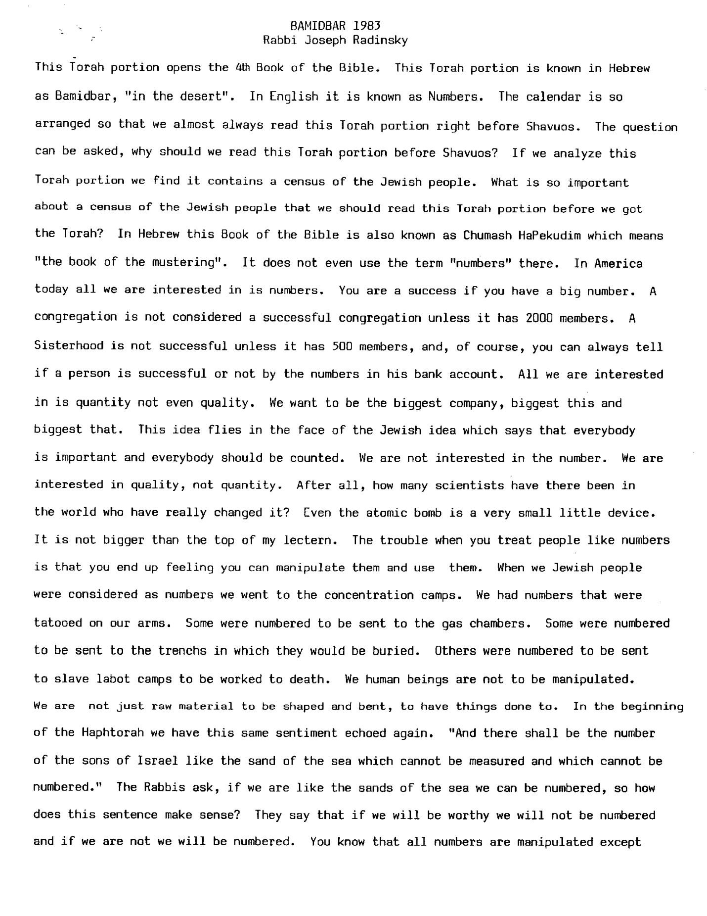 bamidbar 1983