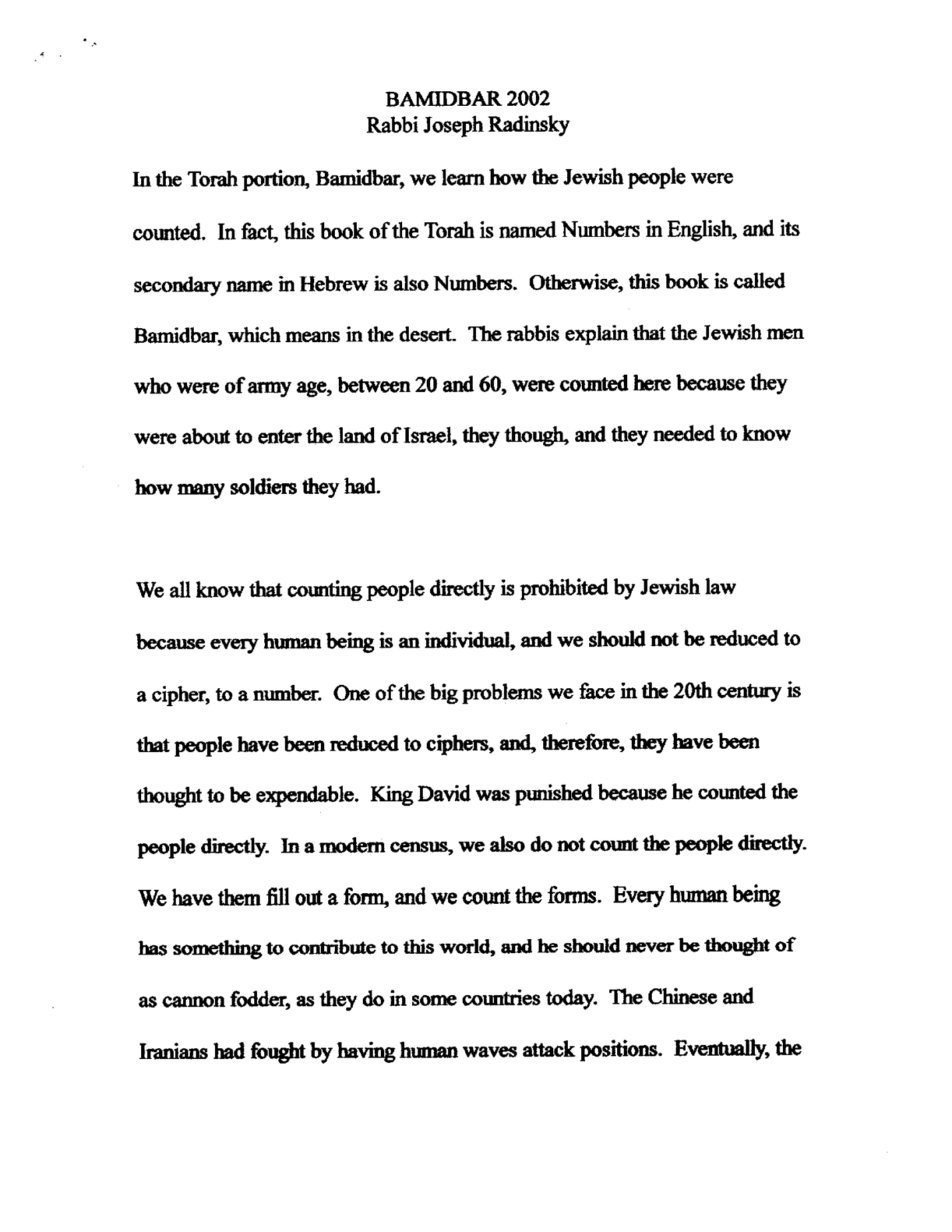 bamidbar 2002