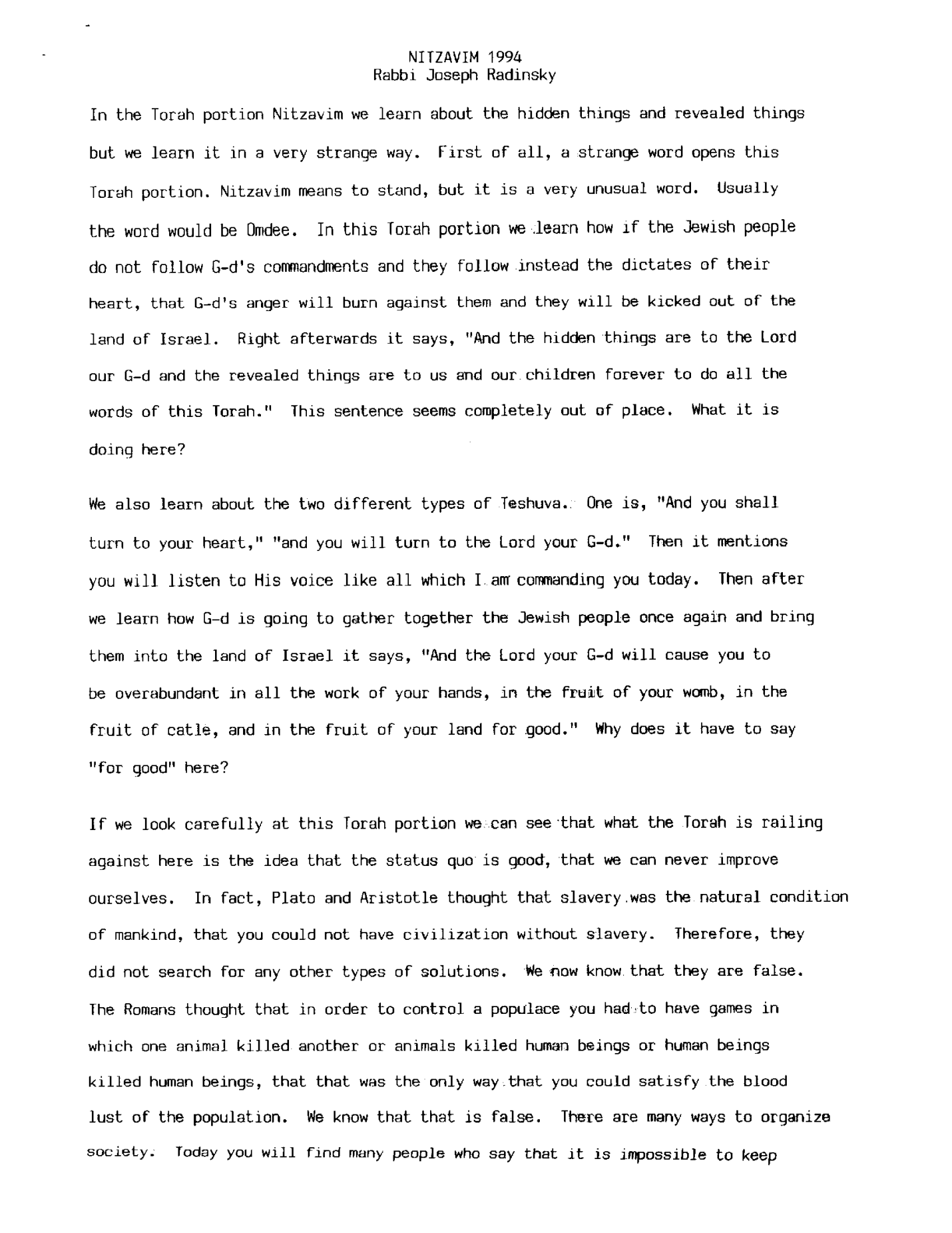 nitzavim 1994